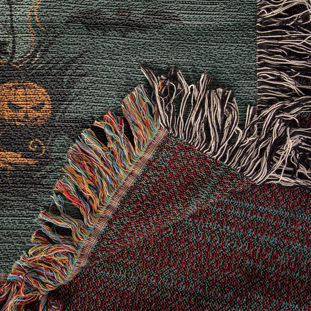 "Eeek!" Long-Haired Dachshund Halloween Inspired Woven Blanket