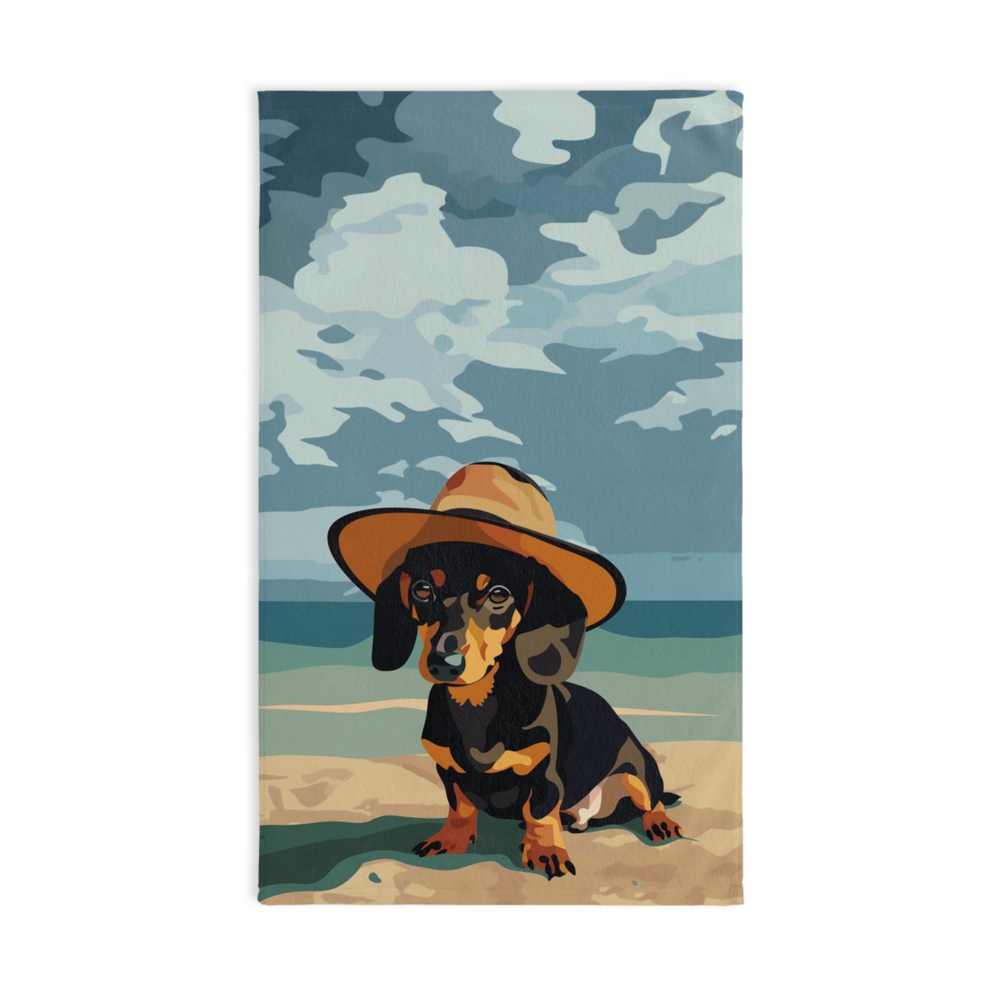 "Beachy Keen" Smooth-Haired Dachshund Blue Hand Towel Set