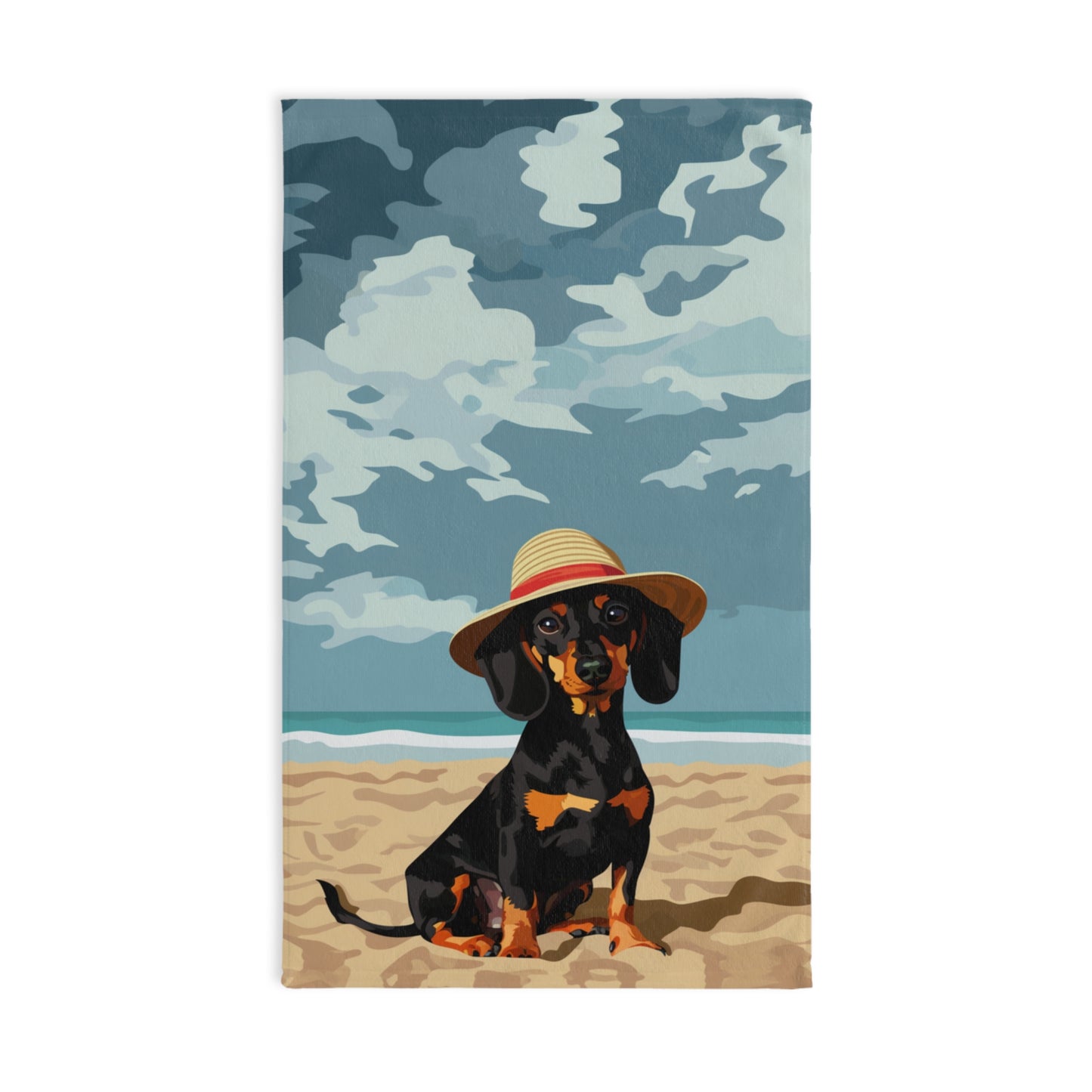 "Beachy Keen" Smooth-Haired Dachshund Blue Hand Towel Set