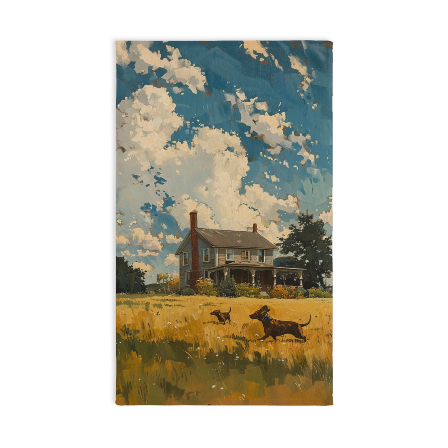 "On The Prairie" Tan Smooth-Haired Dachshund Farmhouse Hand Towel Set