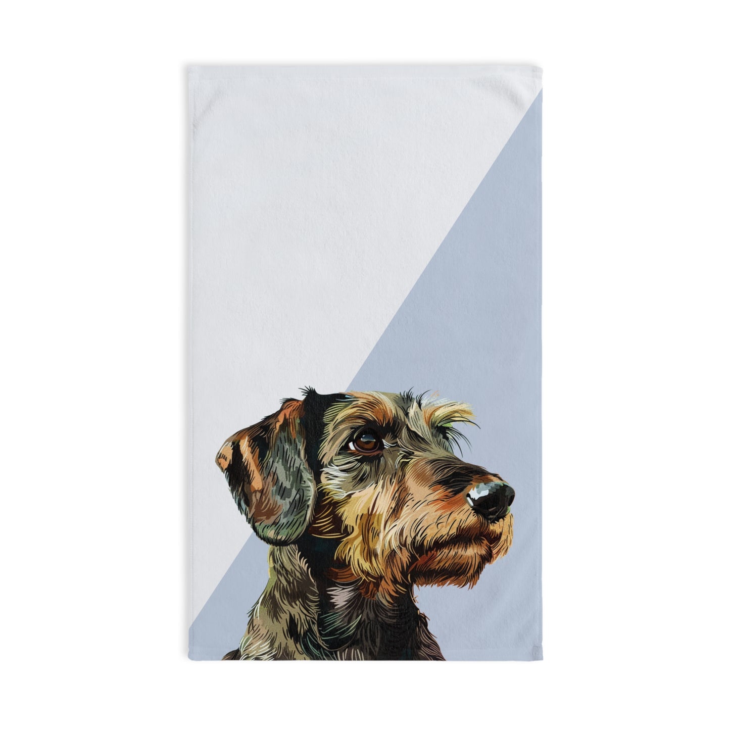 "Two Toned" Wire-Haired Dachshund Blue/White Hand Towel Set