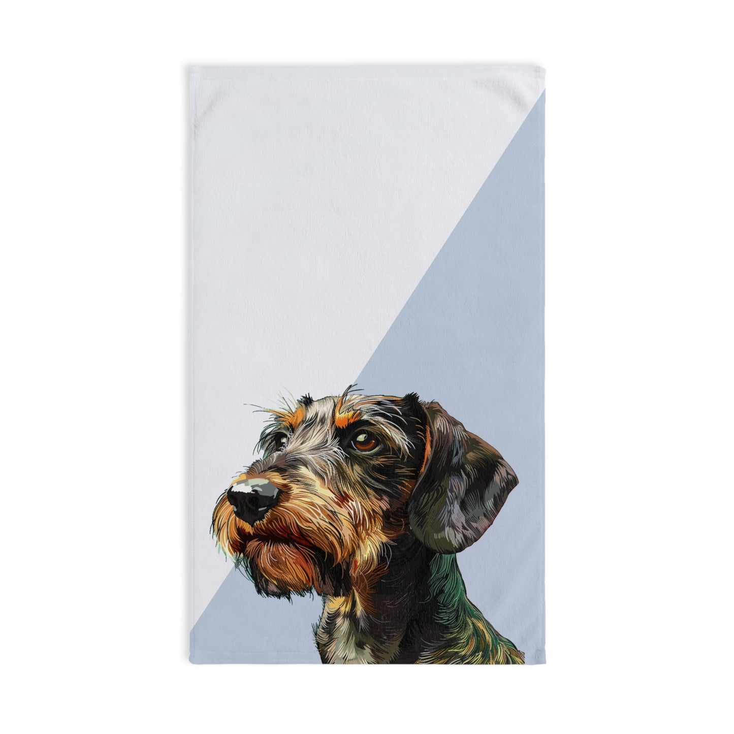 "Two Toned" Wire-Haired Dachshund Blue/White Hand Towel Set