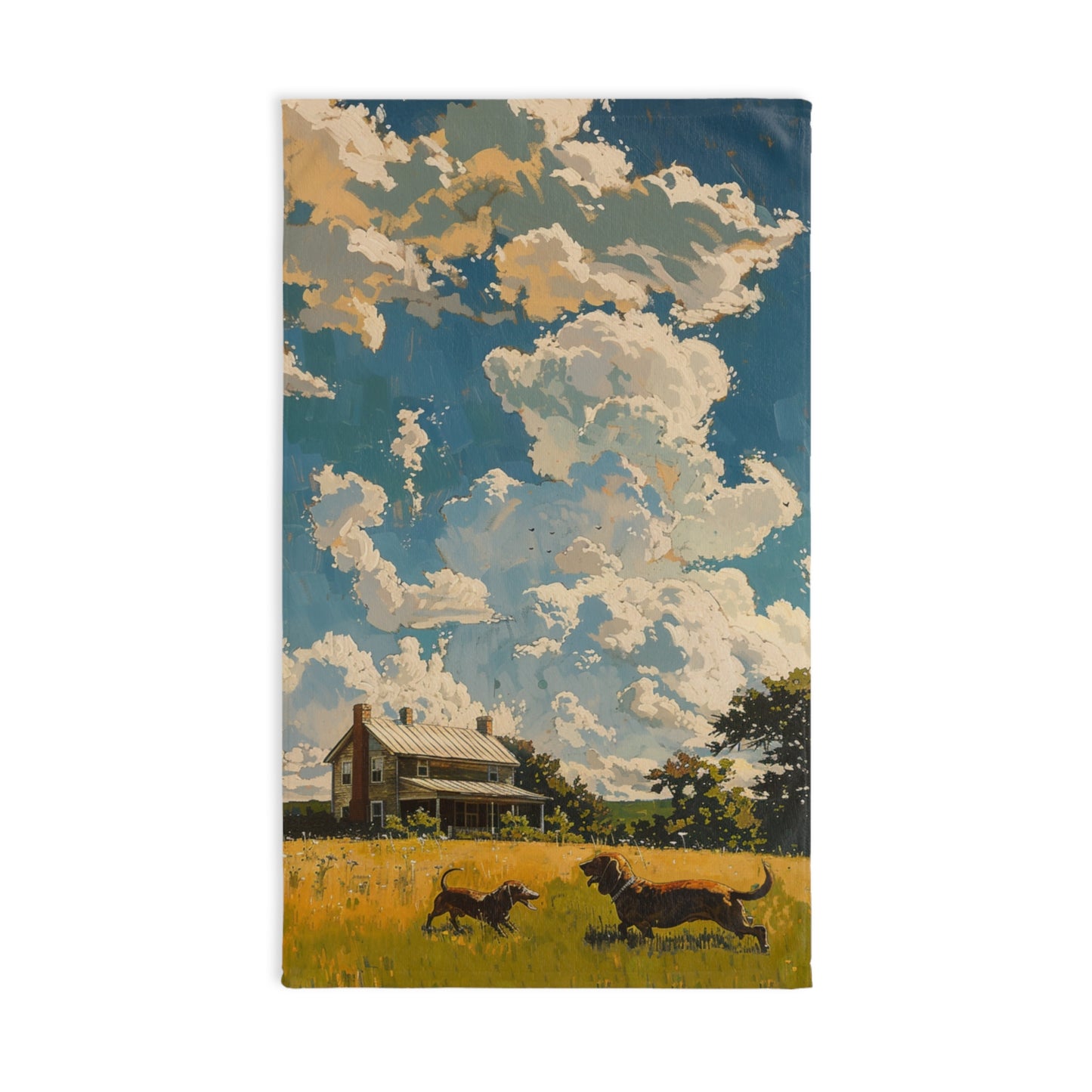 "On The Prairie" Tan Smooth-Haired Dachshund Farmhouse Hand Towel Set