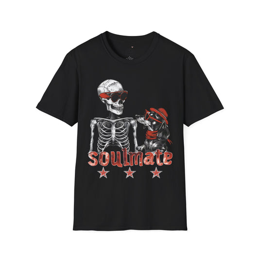 "Soulmate Bros" Long-Haired Dachshund Halloween Unisex Softstyle T-Shirt