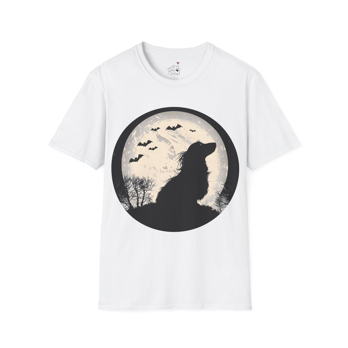 "Moon Glow" Long-Haired Dachshund Halloween Unisex Softstyle T-Shirt