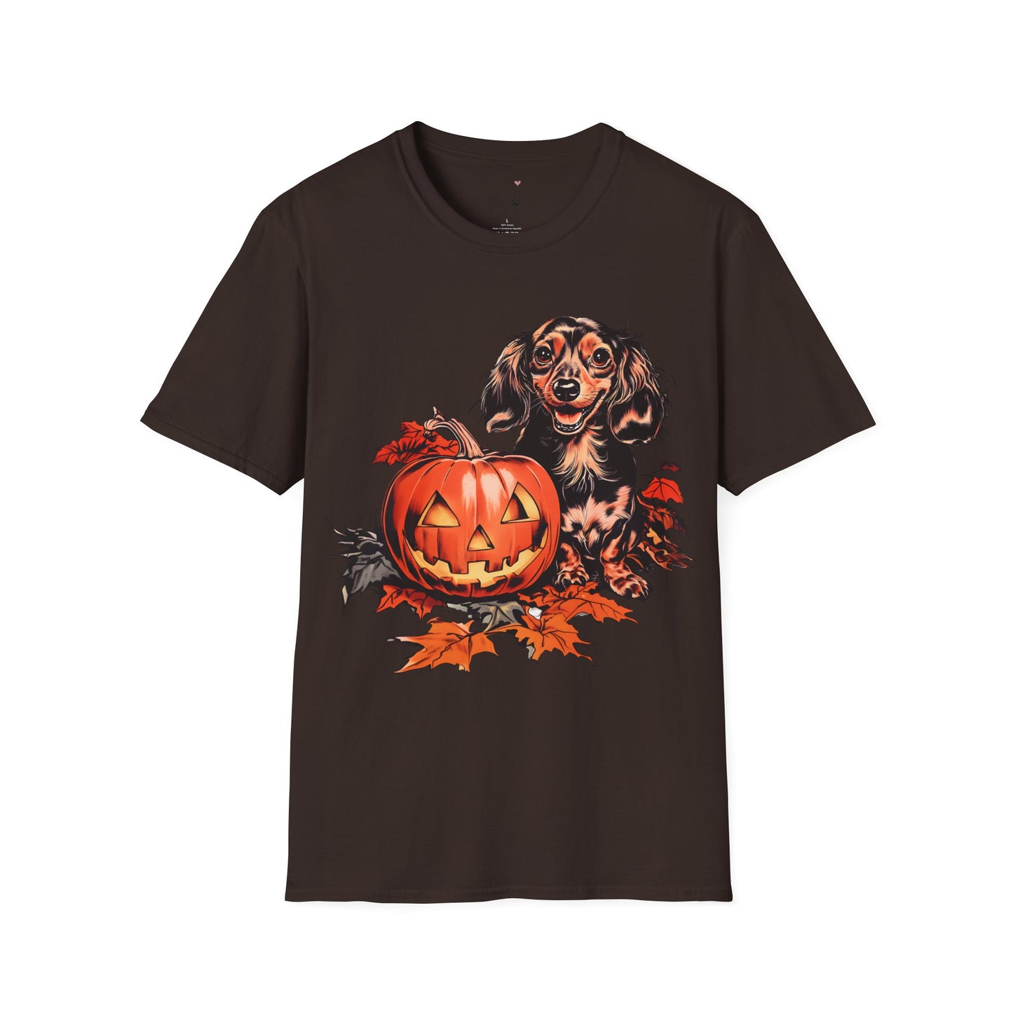 "Chocolate" Long-Haired Dachshund Halloween Unisex Softstyle T-Shirt