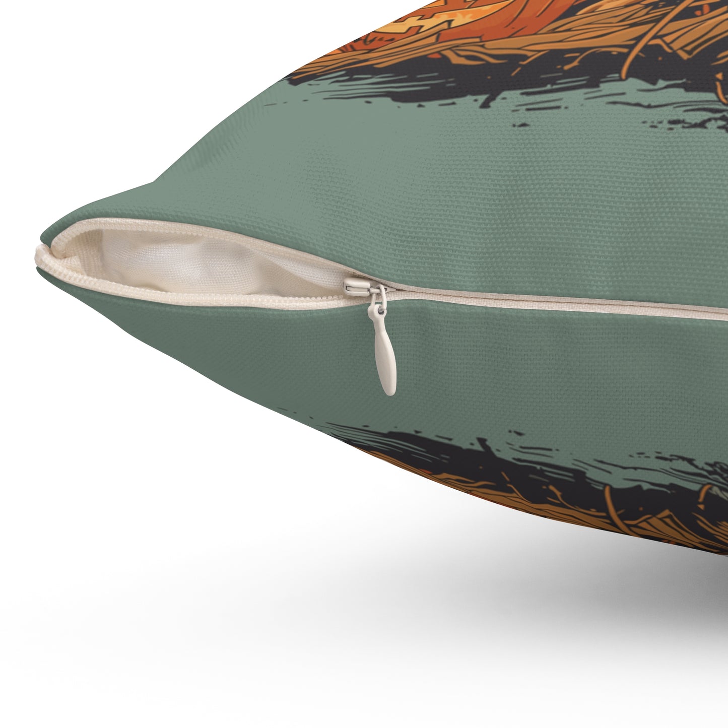 #22 Halloween Inspired Tan Long-Haired Dachshund Throw Pillow