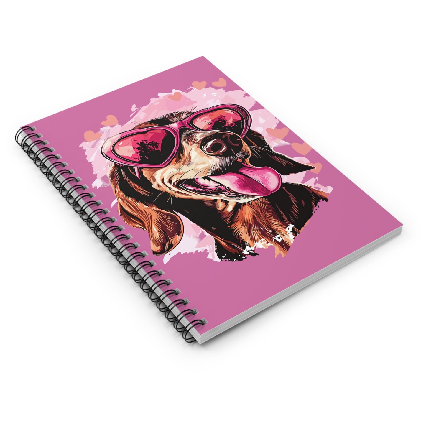 "Tanned Hearts" Tan Smooth-Haired Dachshund Ruled Line Spiral Notebook