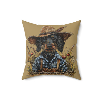 #19 Autumn Inspired Wire-Haired Dachshund Throw Pillow