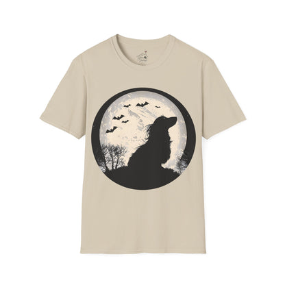 "Moon Glow" Long-Haired Dachshund Halloween Unisex Softstyle T-Shirt