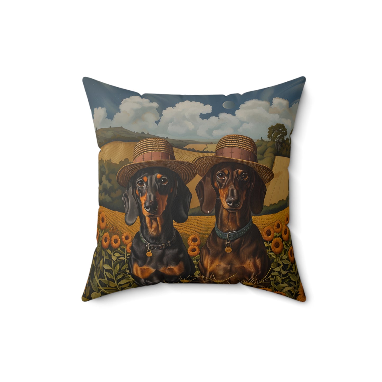 #3 Autumn Inspired Black & Tan Smooth-Haired Dachshund Throw Pillow