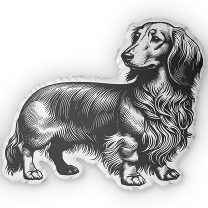 #9 Classic™ Tan/Cream-Colored Long-Haired Dachshund Custom-Shaped Pillow