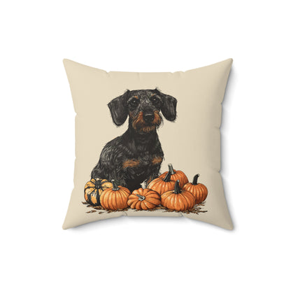 #21 Autumn Inspired Wire-Haired Dachshund Throw Pillow