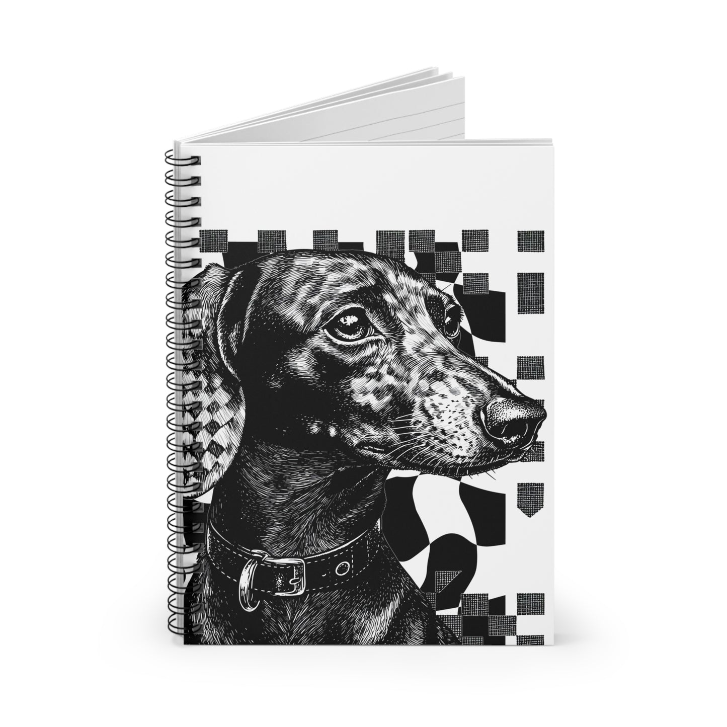 "Smooth Checked" Smooth-Haired Dachshund Ruled Line Spiral Notebook