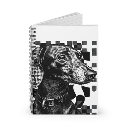 "Smooth Checked" Smooth-Haired Dachshund Ruled Line Spiral Notebook