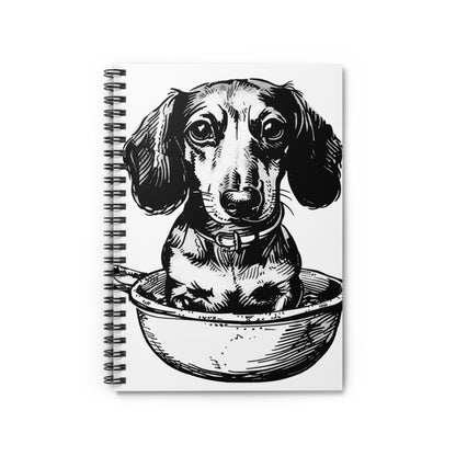 "Soup's On, Too." Smooth-Haired Dachshund Ruled Line Spiral Notebook