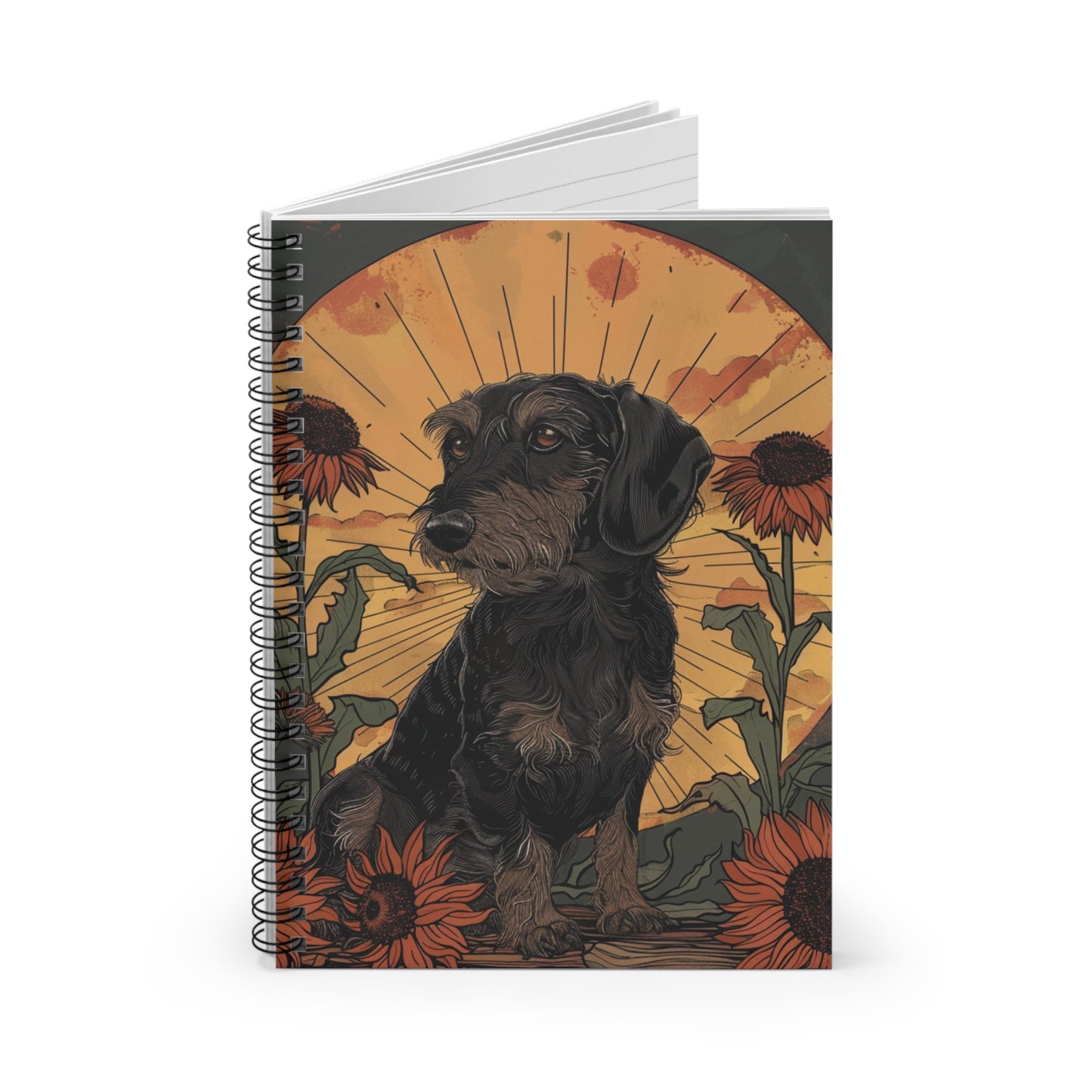 "Moody" Wire-Haired Dachshund Ruled Line Spiral Notebook