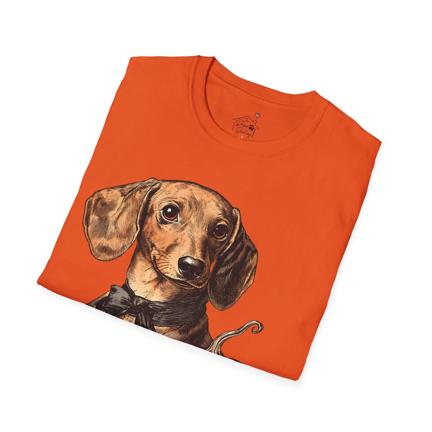 "Bowtie" Tan Smooth-Haired Dachshund Halloween Unisex Softstyle T-Shirt