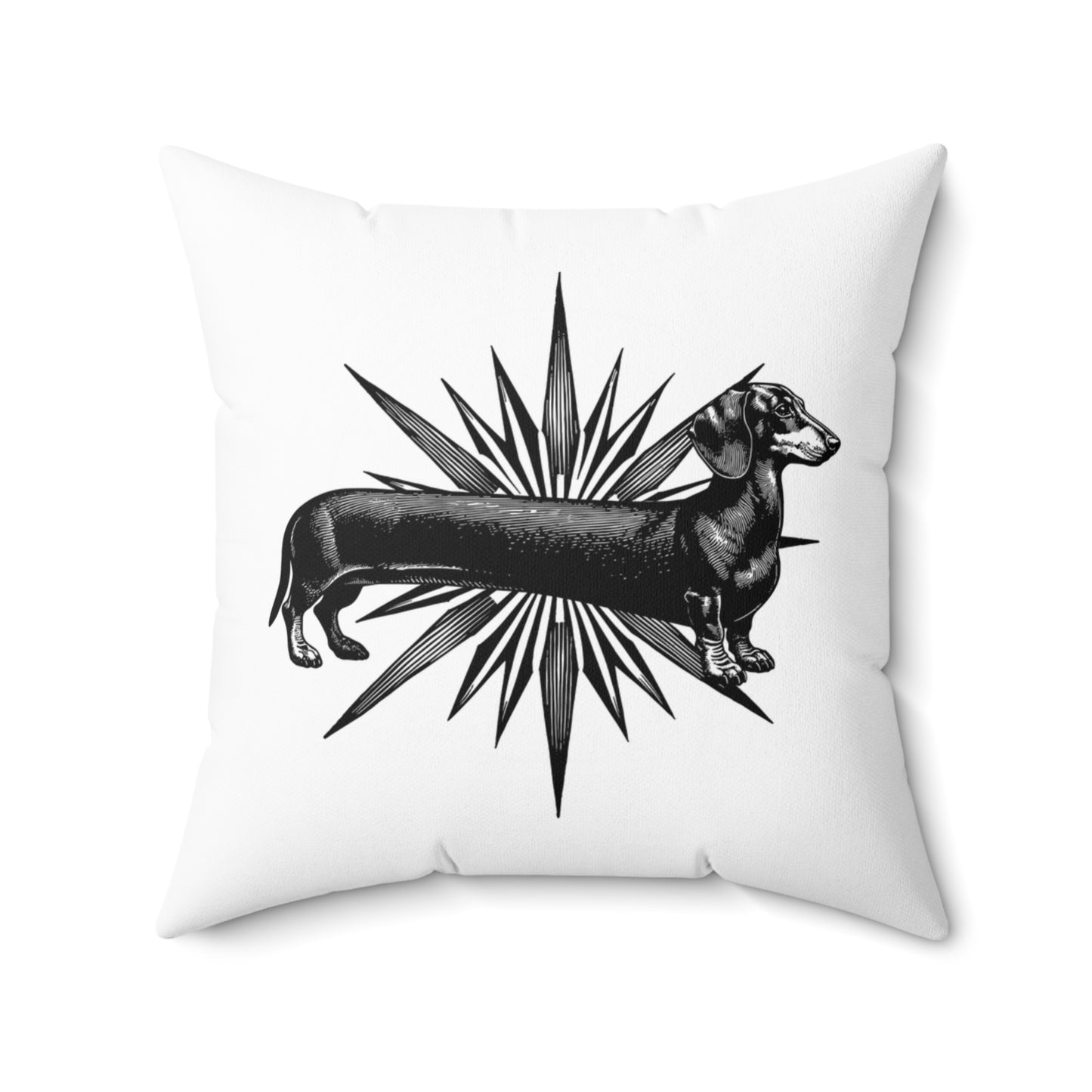 "Go North" Smooth-Haired Dachshund Compass Square Throw Pillow