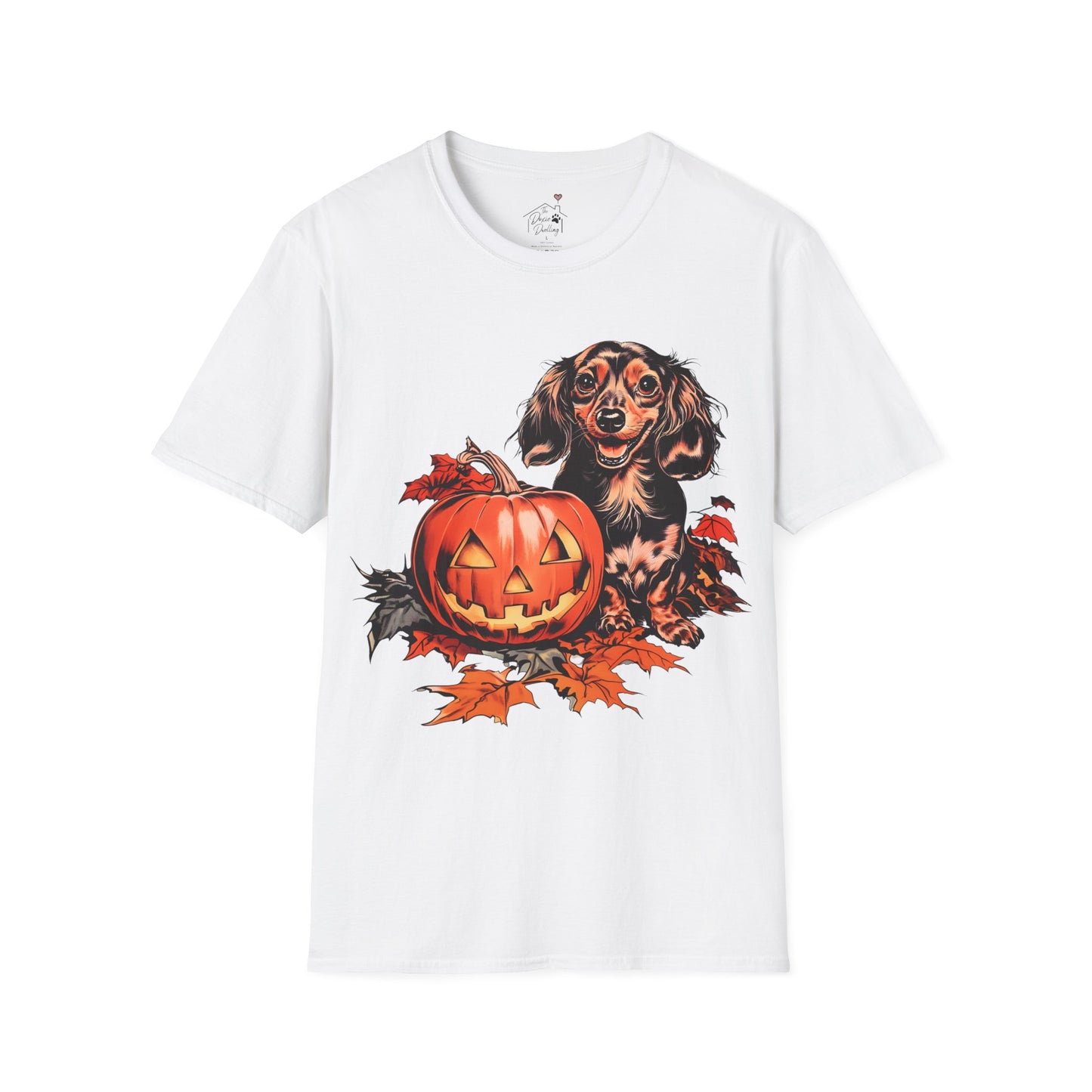 "Chocolate" Long-Haired Dachshund Halloween Unisex Softstyle T-Shirt