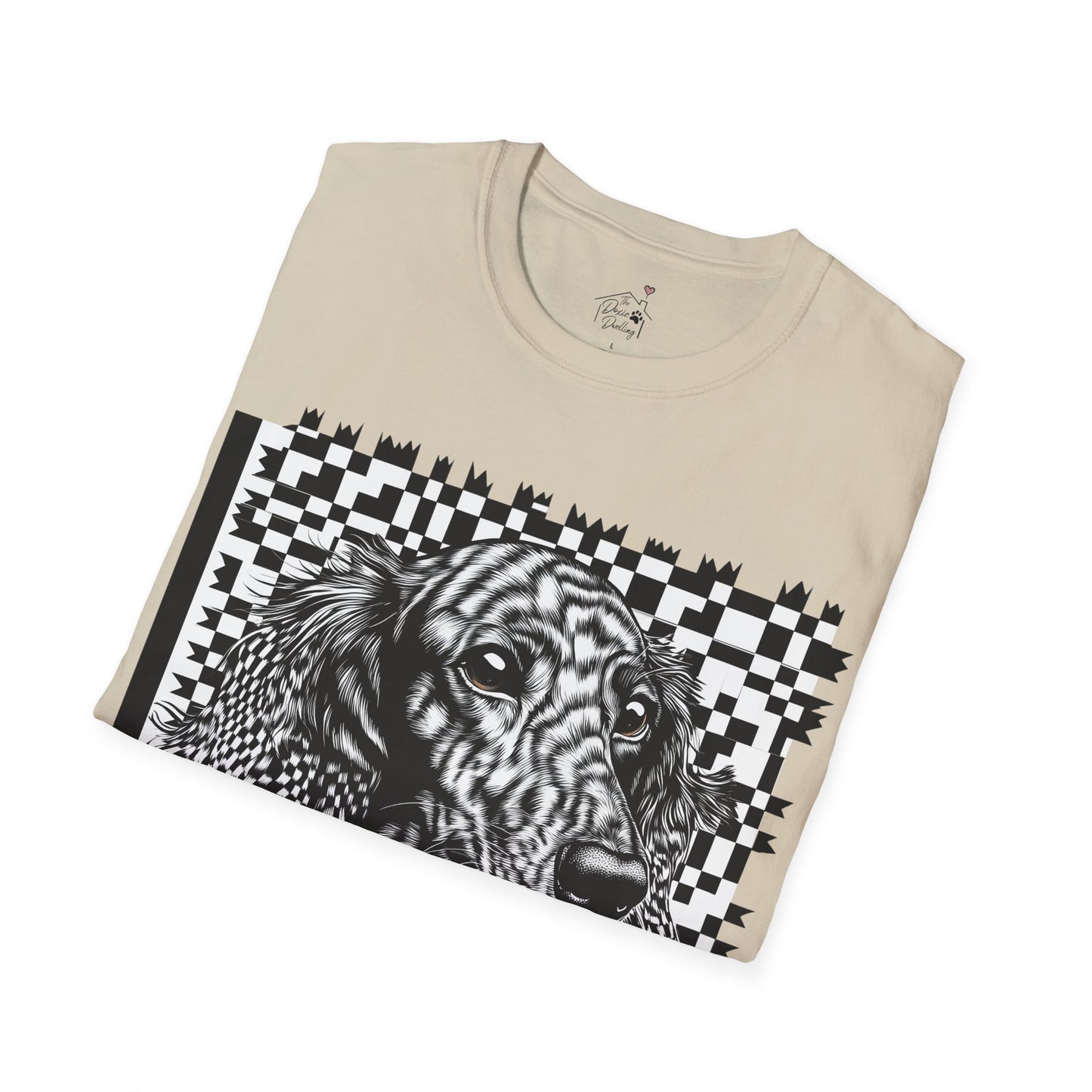 "Long Checked" Long-Haired Dachshund Unisex Softstyle T-Shirt