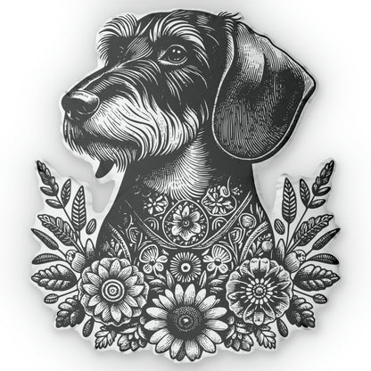 #8 Floral Print Wire-Haired Dachshund Custom-Shaped Pillow