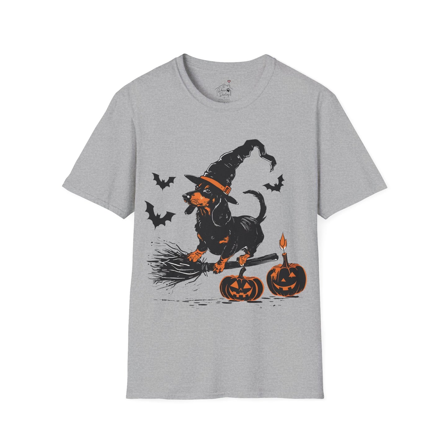 "Hocus Pocus" Black and Tan Smooth-Haired Dachshund Halloween Unisex Softstyle T-Shirt