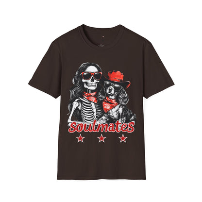 "Long-Time Soulmates" Long-Haired Dachshund Halloween Unisex Softstyle T-Shirt