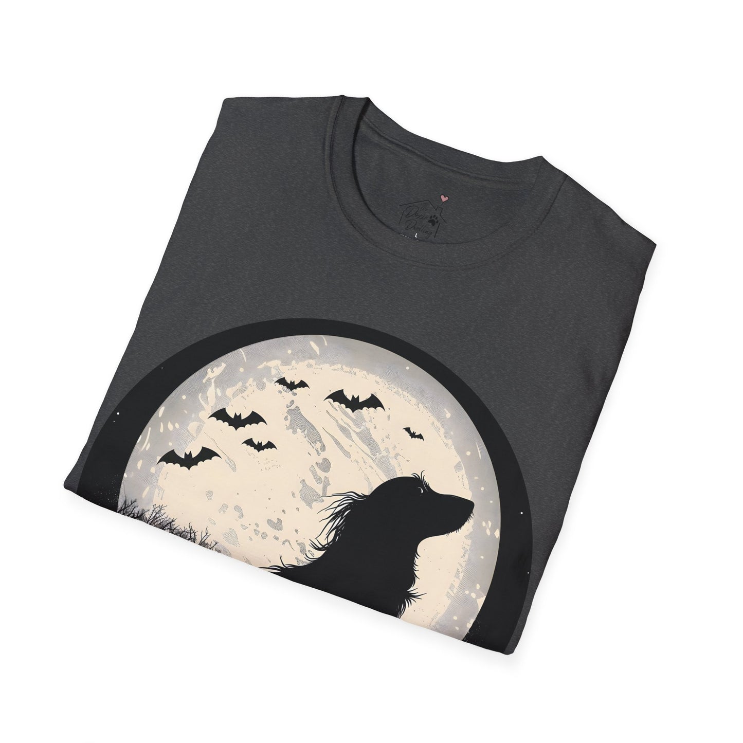 "Moon Glow" Long-Haired Dachshund Halloween Unisex Softstyle T-Shirt