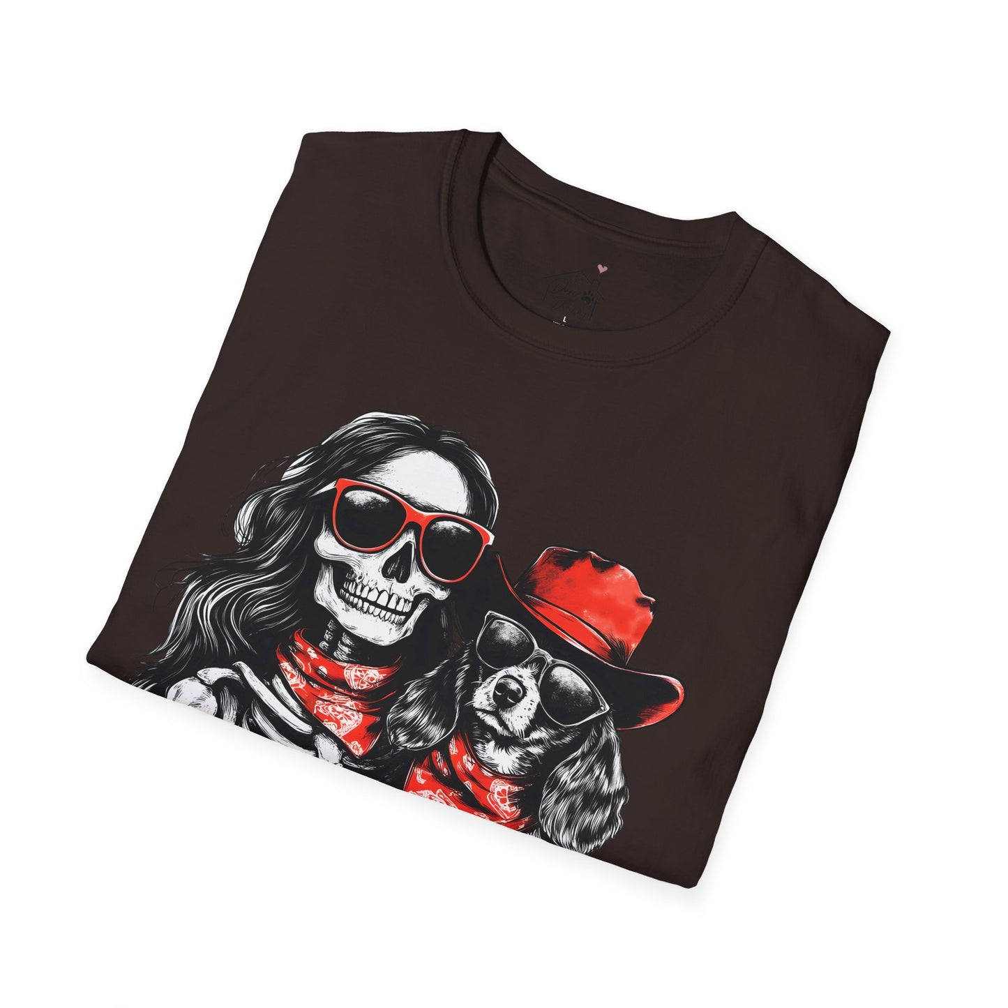 "Long-Time Soulmates" Long-Haired Dachshund Halloween Unisex Softstyle T-Shirt