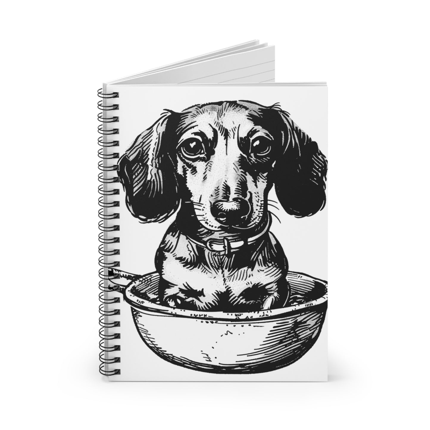 "Soup's On, Too." Smooth-Haired Dachshund Ruled Line Spiral Notebook