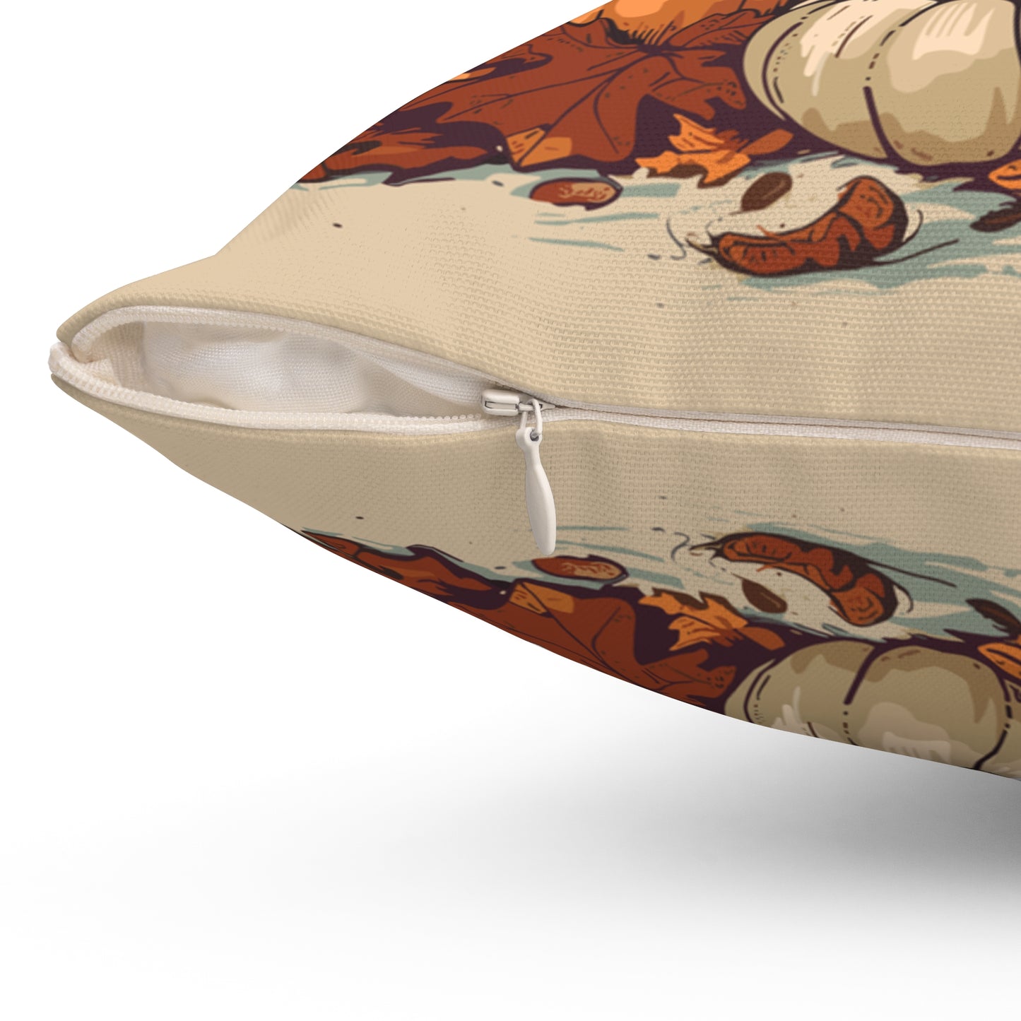 #11 Autumn Inspired Cream-Colored Long-Haired Dachshund Throw Pillow