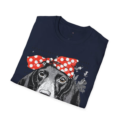 "Rosie" Black & Tan Smooth-Haired Dachshund Unisex Softstyle T-Shirt