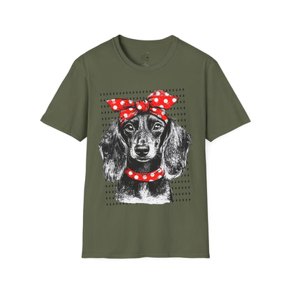"Riveter" Long-Haired Dachshund Unisex Softstyle T-Shirt