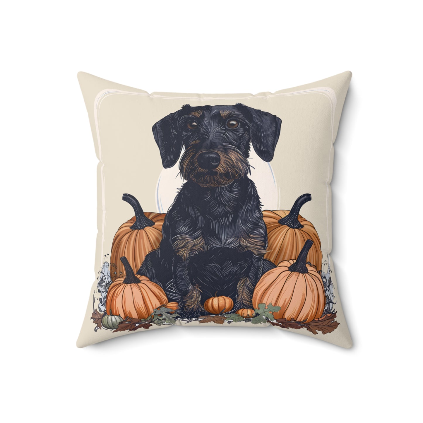 #22 Autumn Inspired Wire-Haired Dachshund Throw Pillow