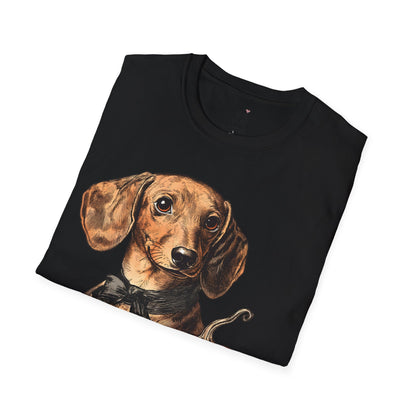 "Bowtie" Tan Smooth-Haired Dachshund Halloween Unisex Softstyle T-Shirt