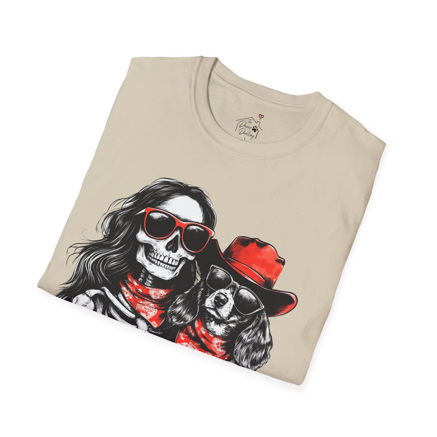 "Long-Time Soulmates" Long-Haired Dachshund Halloween Unisex Softstyle T-Shirt