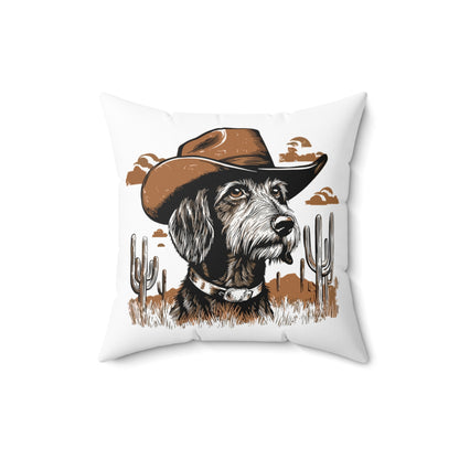 "Wired West" Wire-Haired Dachshund Square Throw Pillow