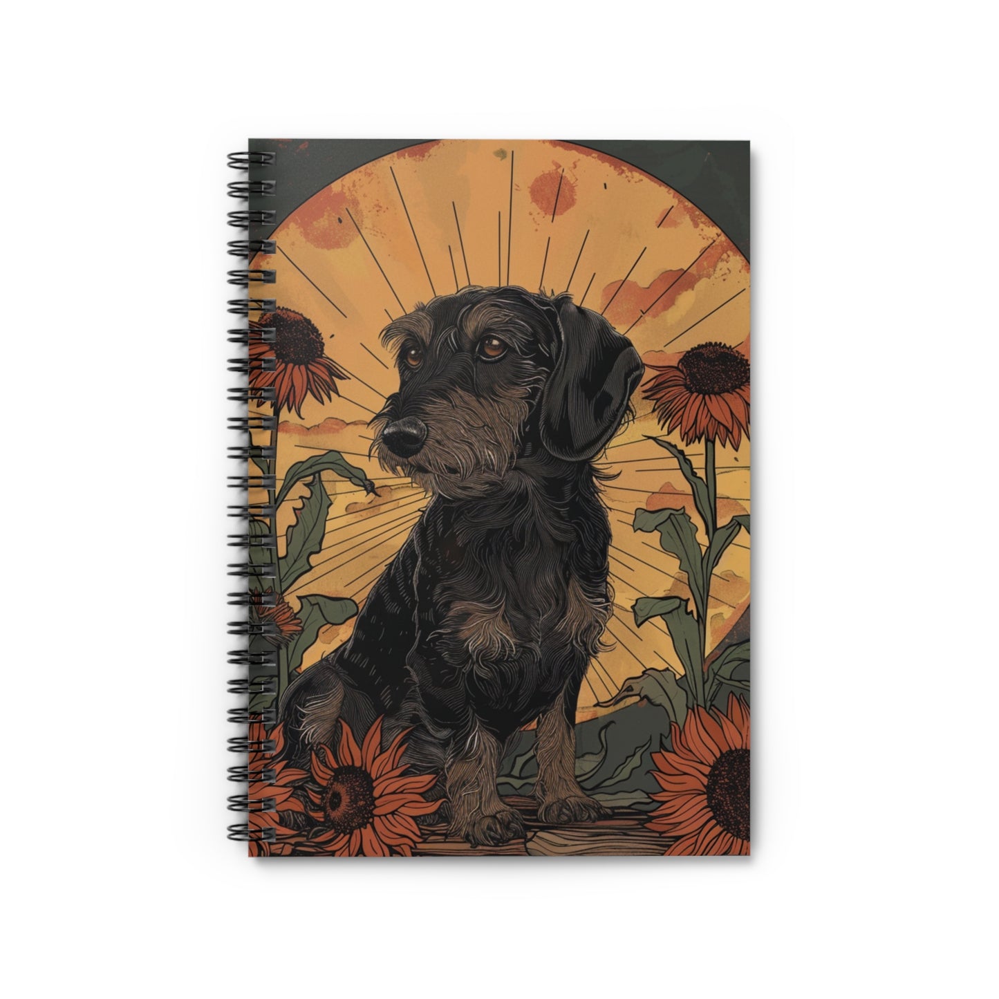 "Moody" Wire-Haired Dachshund Ruled Line Spiral Notebook