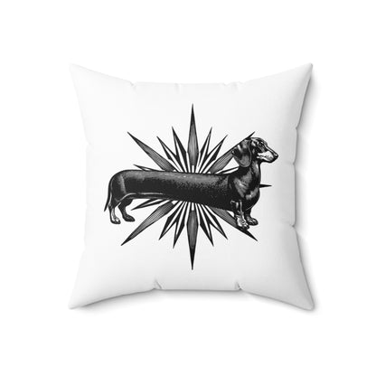 "Go North" Smooth-Haired Dachshund Compass Square Throw Pillow