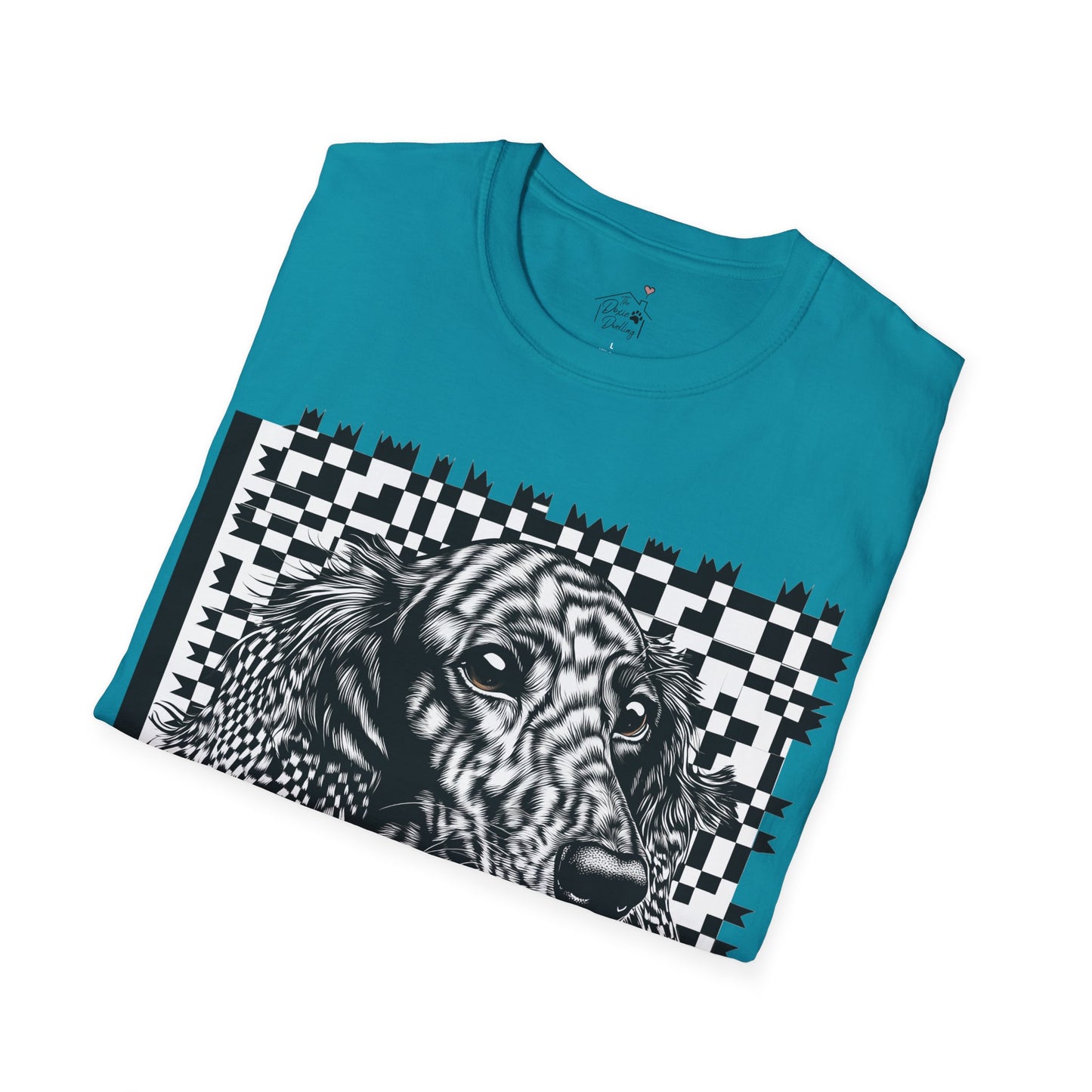 "Long Checked" Long-Haired Dachshund Unisex Softstyle T-Shirt