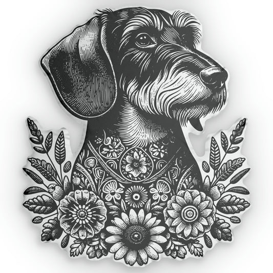 #8 Floral Print Wire-Haired Dachshund Custom-Shaped Pillow