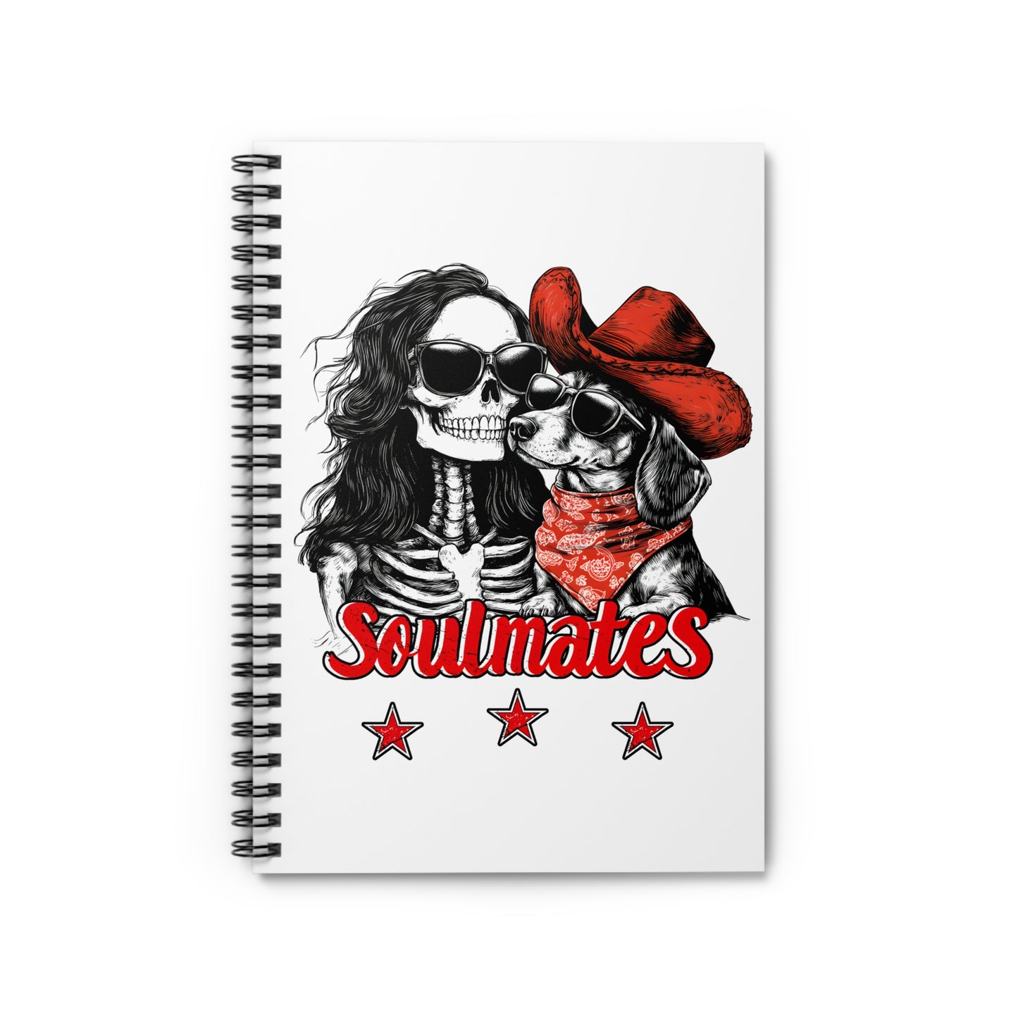 "Smooth Soulmates" Smooth-Haired Dachshund Ruled Line Spiral Notebook