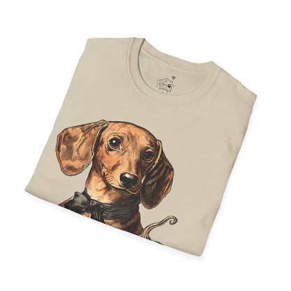 "Bowtie" Tan Smooth-Haired Dachshund Halloween Unisex Softstyle T-Shirt