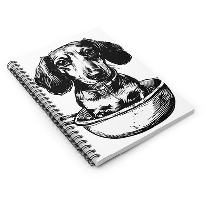 "Soup's On, Too." Smooth-Haired Dachshund Ruled Line Spiral Notebook