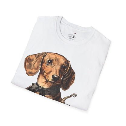 "Bowtie" Tan Smooth-Haired Dachshund Halloween Unisex Softstyle T-Shirt