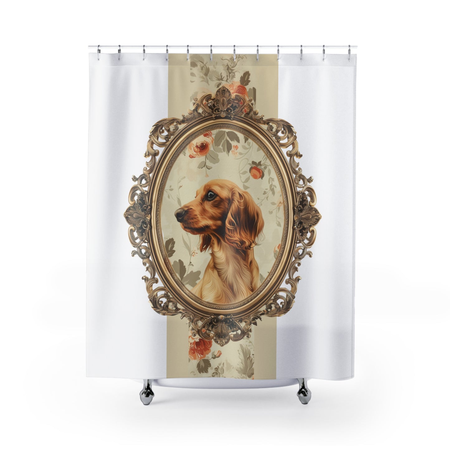 "Royalty" Cream-Colored Long-Haired Dachshund Shower Curtain