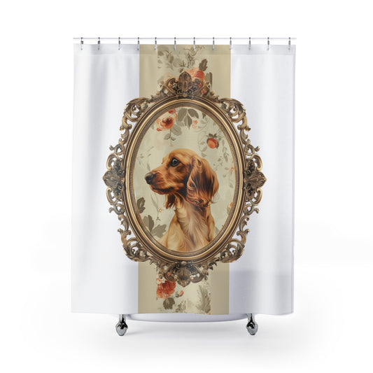 "Royalty" Cream-Colored Long-Haired Dachshund Shower Curtain