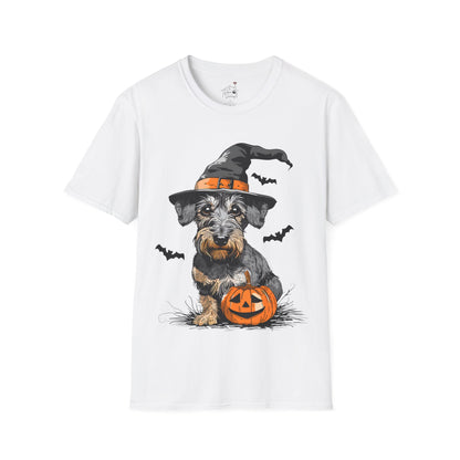 "Pumpkin Pie" Wire-Haired Dachshund Halloween Unisex Softstyle T-Shirt