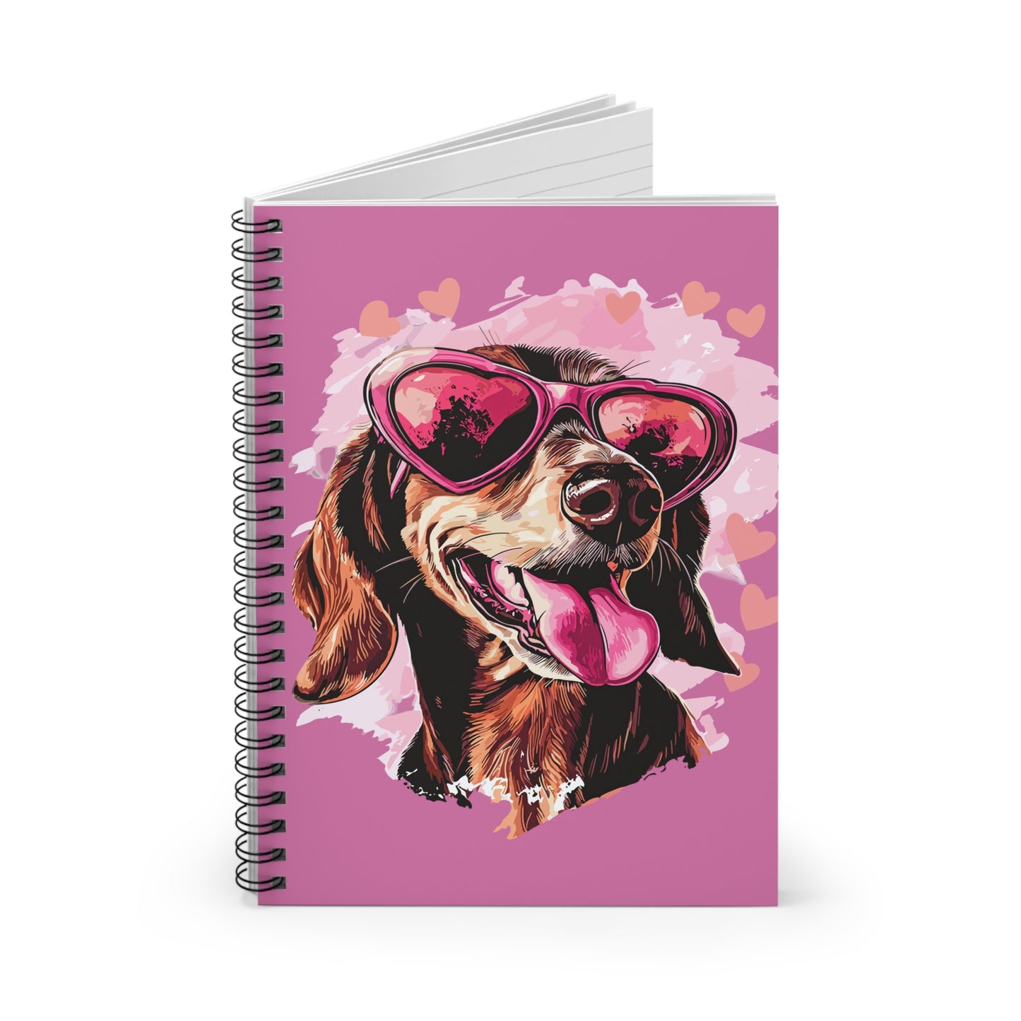 "Tanned Hearts" Tan Smooth-Haired Dachshund Ruled Line Spiral Notebook